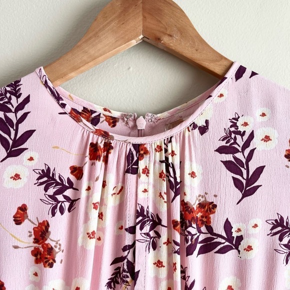 by TiMo Pink Floral Midi Dress Short Puff Sleeves‎ Bloom 50s Print, Size Small - Picture 5 of 16